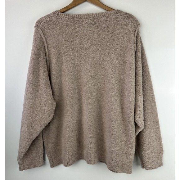 Softies Cozy Teddy Reverse Seam Crew Neck LS Top Pants Lounge Set Brown Size XL - Picture 7 of 16